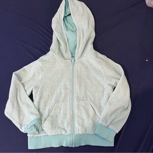 Ruggedbutts Boys Terry cloth Hooded Jacket Aqua Striped Size 5 Pockets